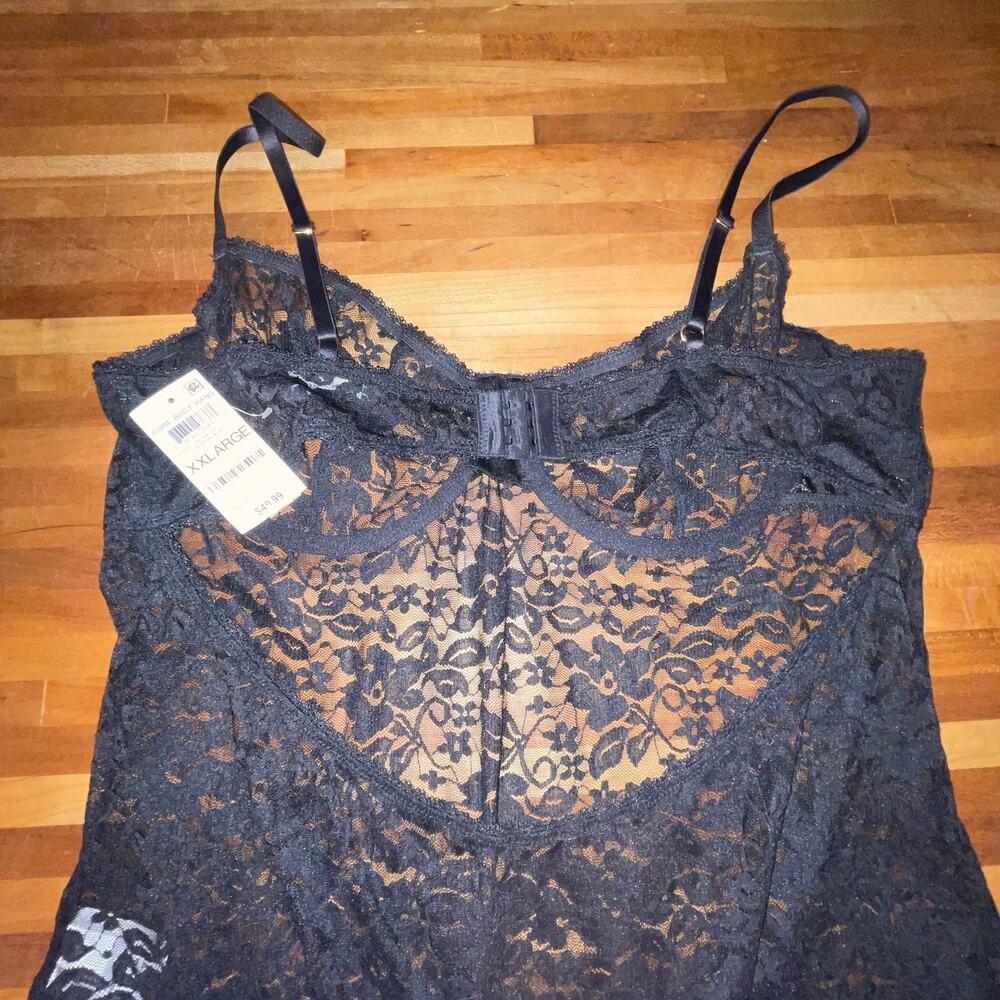 I.N.C. Sheer Lace Cup Lingerie Bodysuit black XXL - Picture 5 of 9